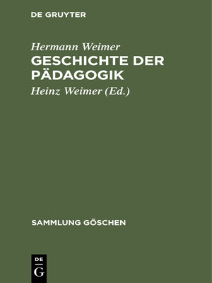 cover image of Geschichte der Pädagogik